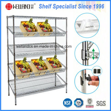 Commercial Used 4 Layers Adjustable Steel Vegetable Display Rack